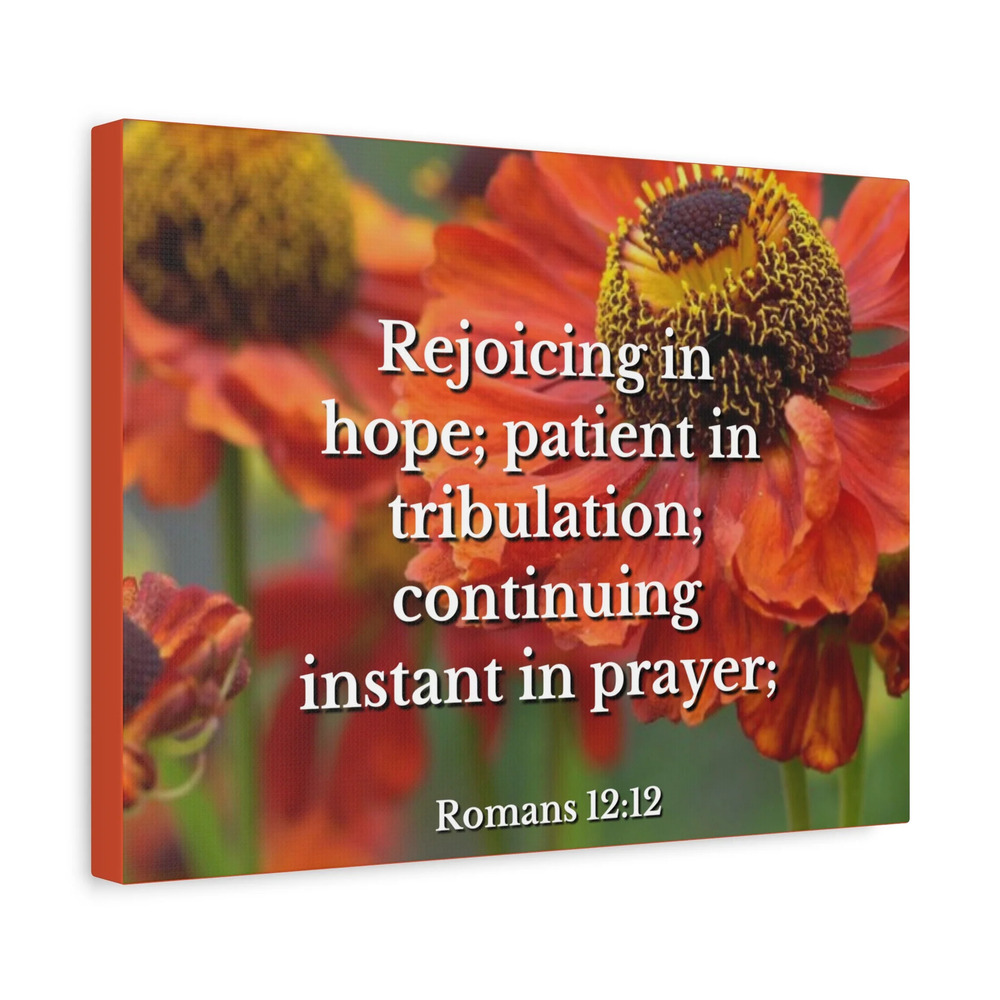 Scripture Canvas Rejoicing In Hope Romans 12:12 Christian Wall Art Bible Verse